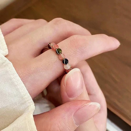 Įvairių Kristalų Atviras žiedas - www.Kristalai.eu