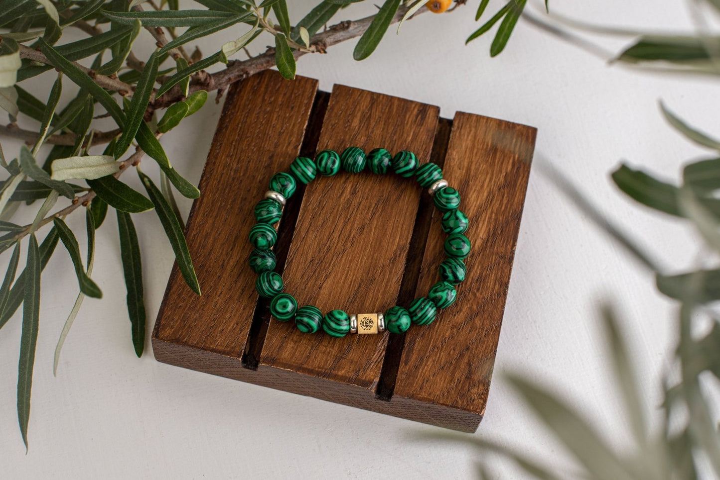 Malachitas (im.) apyrankė – 925 sidabras - 8mm - www.Kristalai.eu