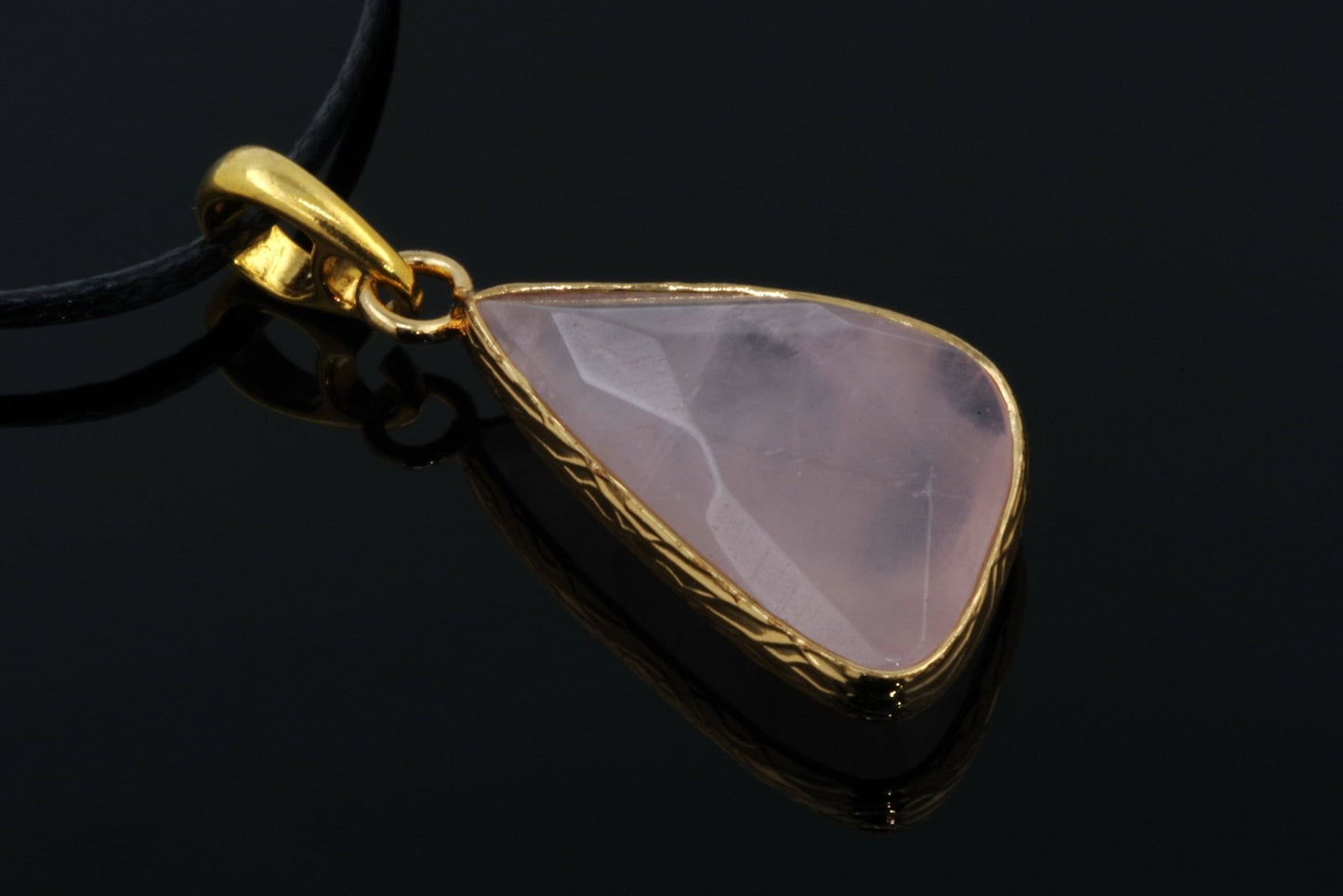 Rožinis Kvarcas Laisva Forma – paauksuotas 925 sidabras - www.Kristalai.eu