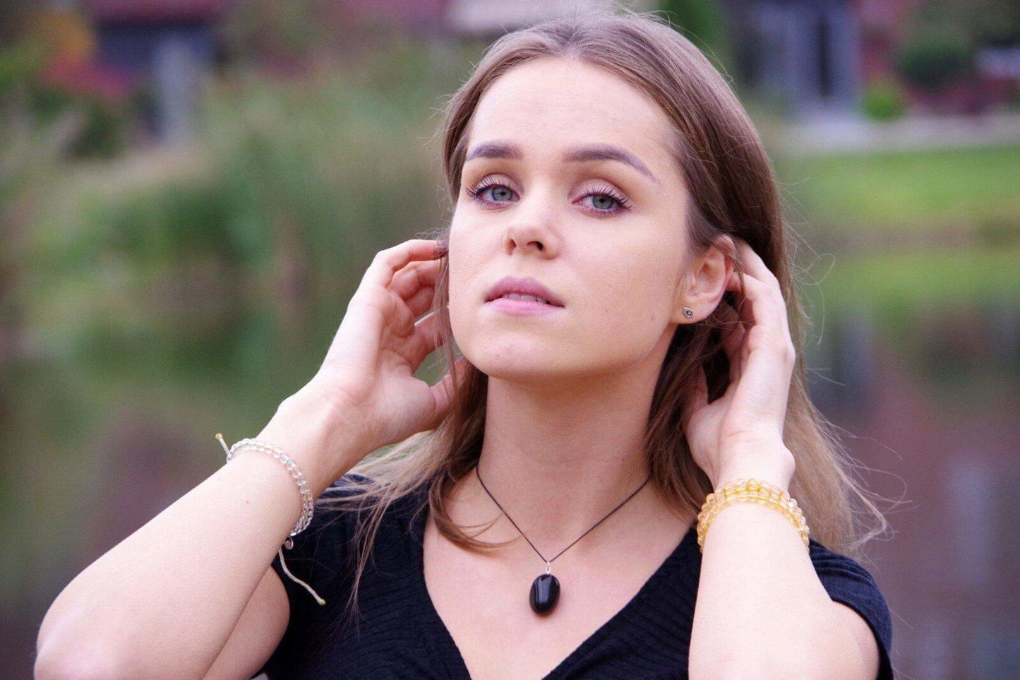 Juodasis oniksas pakabukas – Akmenukas - www.Kristalai.eu