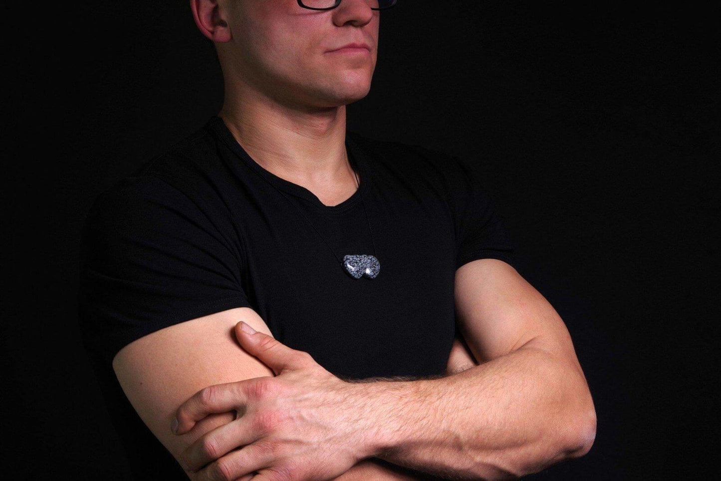 Snieginis obsidianas pakabukas – Širdutės - www.Kristalai.eu