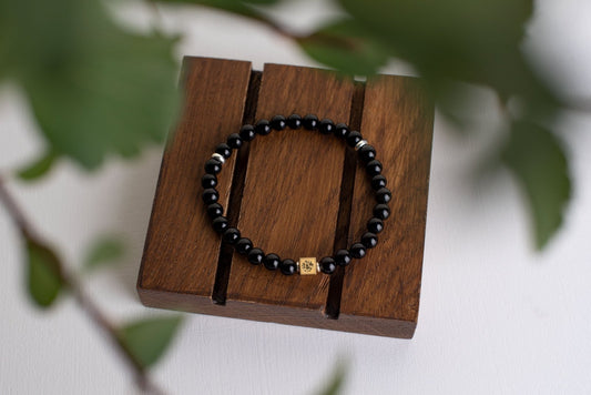 Juodasis oniksas apyrankė – 925 sidabras - 6mm - www.Kristalai.eu