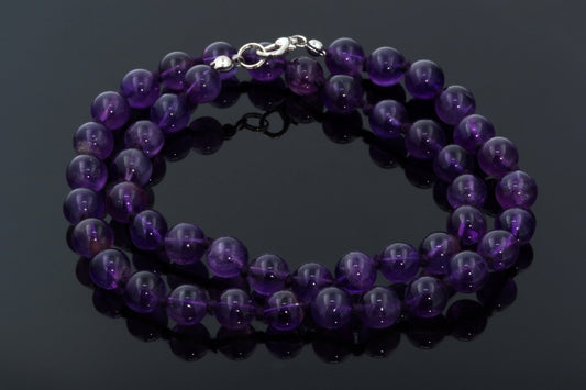 Ametistas karoliai – 8mm 45cm - www.Kristalai.eu