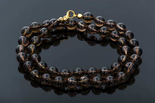 Dūminis kvarcas karoliai – 8mm 45cm - www.Kristalai.eu