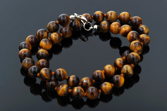 Tigro akis karoliai – 8mm 45cm - www.Kristalai.eu