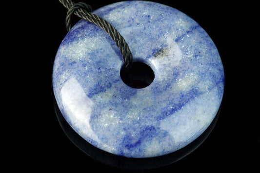 Mėlynas kvarcas pakabukas – Diskas 30mm - www.Kristalai.eu