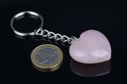 Rožinis kvarcas raktų pakabukas – Širdis - www.Kristalai.eu